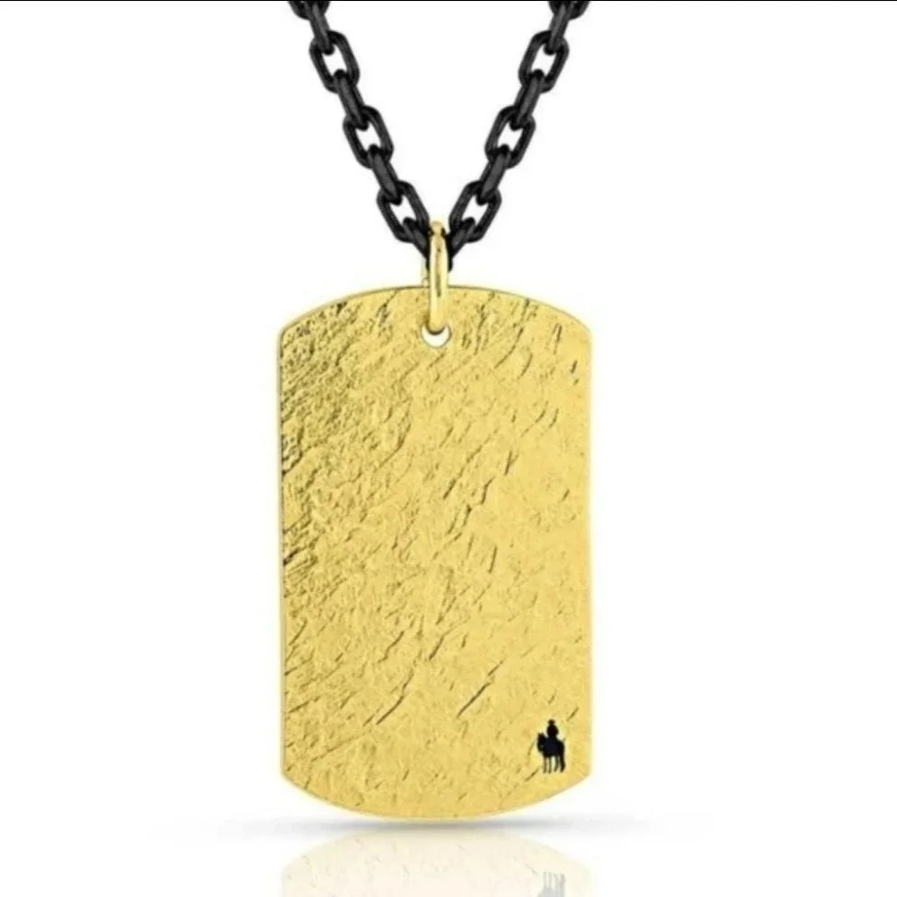 Montana Silversmiths‎ Men's Cowboy Sh*t 24K Gold Dog Tag Necklace MSRP $70 NEW